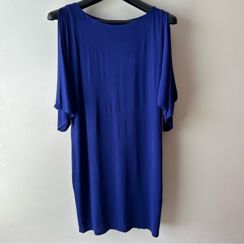 5 FOR $25 |Trina Turk Cold Shoulder Sleeves Knee Length Midi Dress Royal Blue 6 - Picture 3 of 11